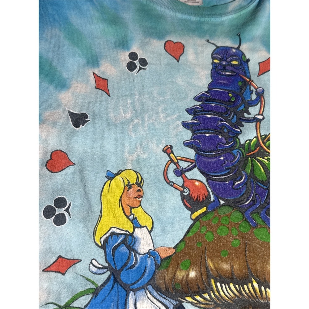 Vtg 2003 Liquid Blue Alice In Wonderland Tie Dye Shirt Brian Fox Caterpillar M - Picture 13 of 16